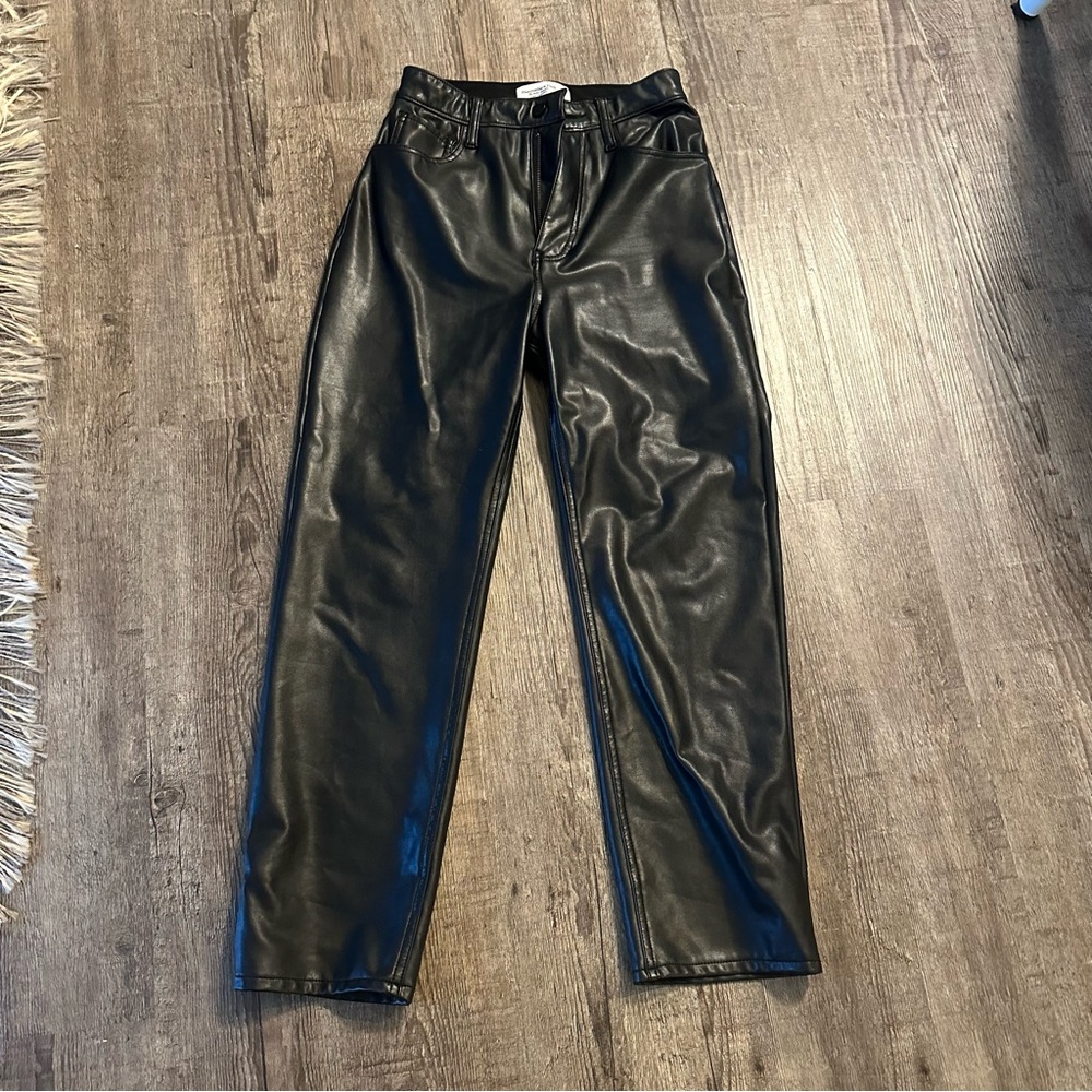 Abercrombie Vegan Leather Ankle Straight Pant
